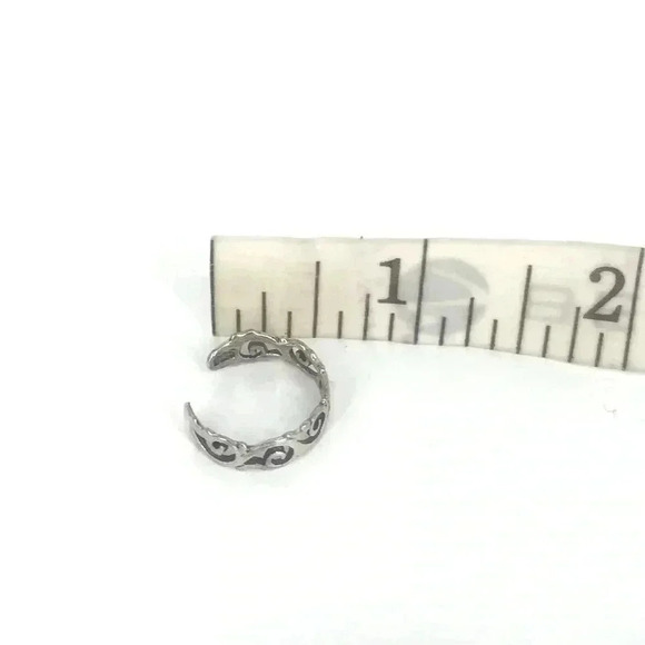 925 STAMPED STERLING SILVER WAVES IN THE WIND ADJUSTABLE TOE RING SIZE XS - Picture 2 of 13